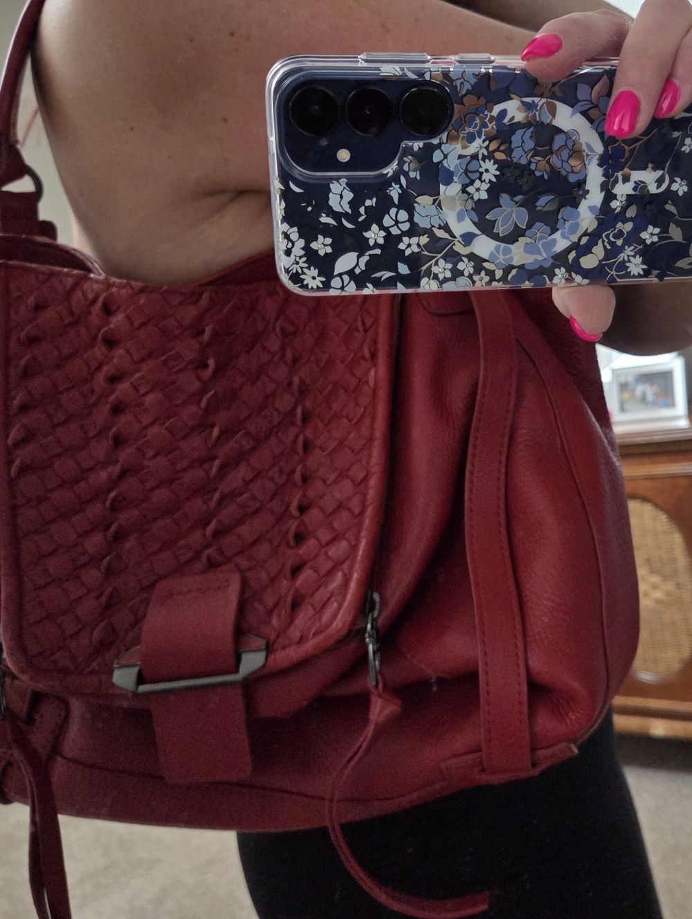 Kooba Red Woven Leather Shoulder Bag - Picture 6 of 6